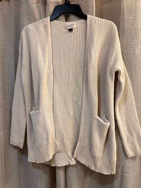 Universal Thread Cream Open-Front Ribbed Cardigan